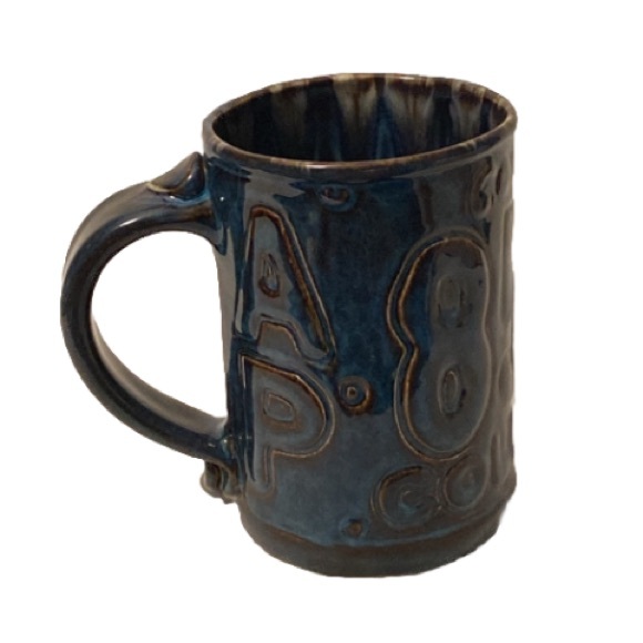 Castle Rock Pottery Cobalt Blue Glazed License Plate Ceramic Large Coffee Mug - Picture 3 of 5